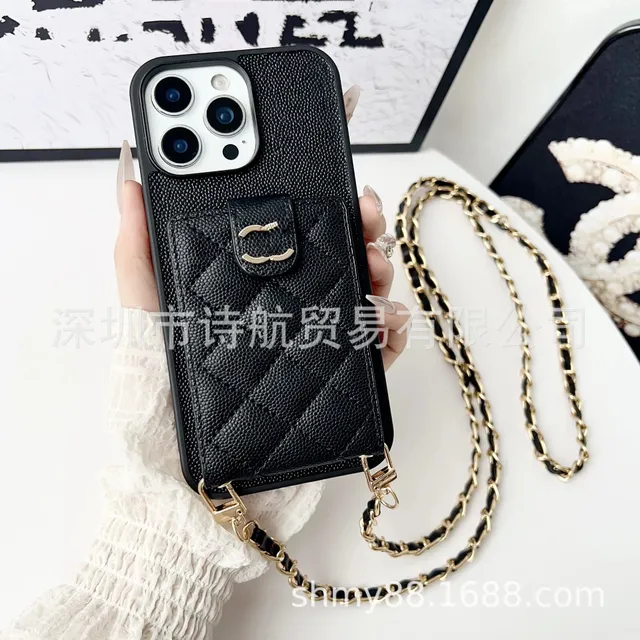 Chanel Phone Case with Chain Strap Quilted Caviar Leather