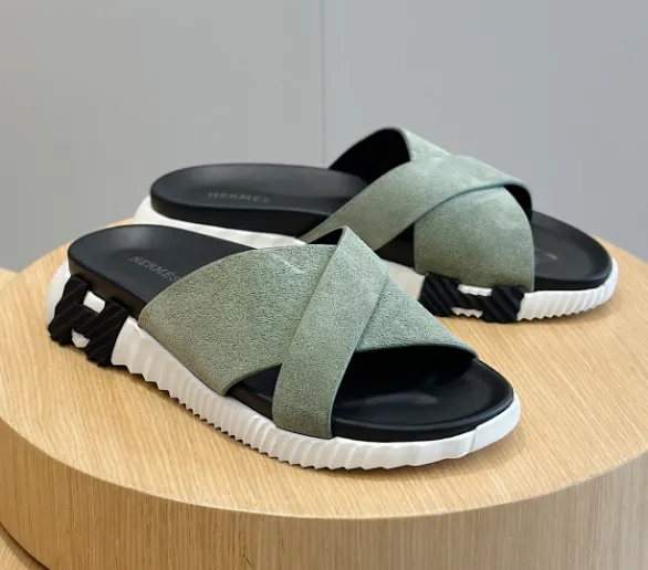 Hermès Oran Sandal Sage Green Suede