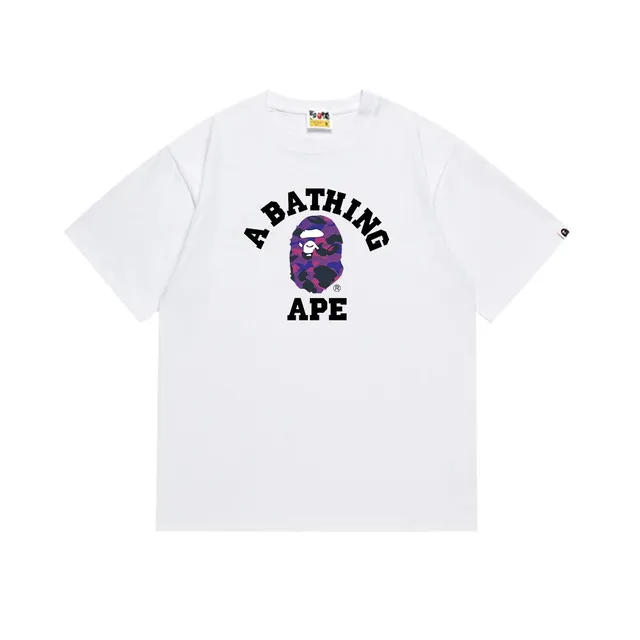 BAPE College Tee Purple Camo Ape Head