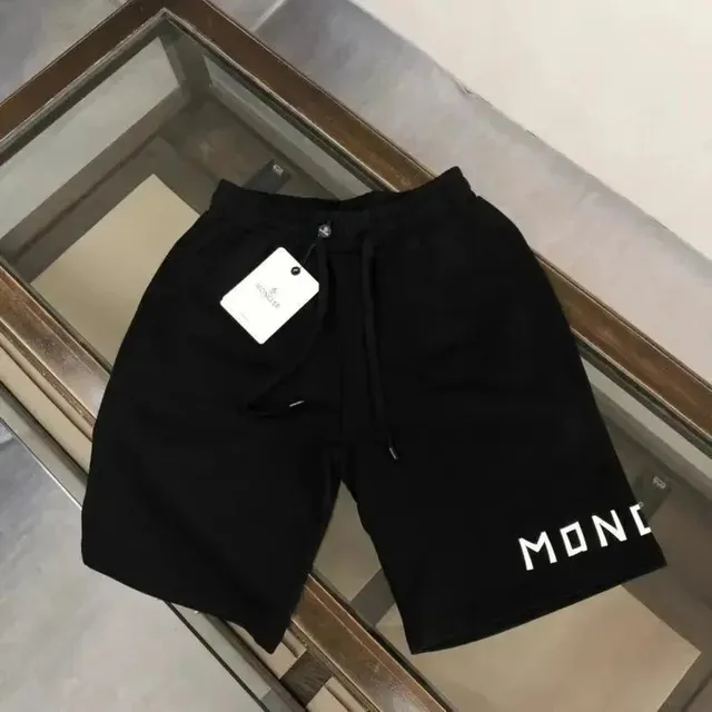Moncler Logo Shorts Black with White Logo