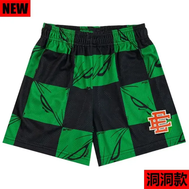Eric Emanuel Mesh Shorts Checkerboard Leaf Print