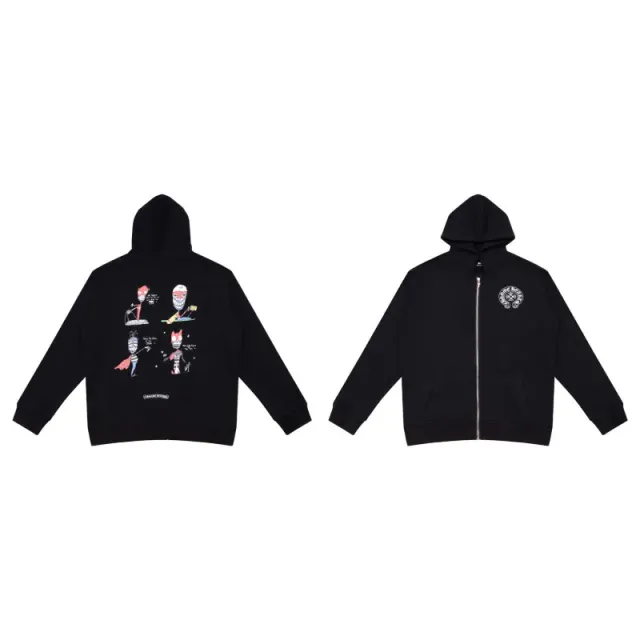 Chrome Hearts Zip-Up Hoodie Cartoon Print