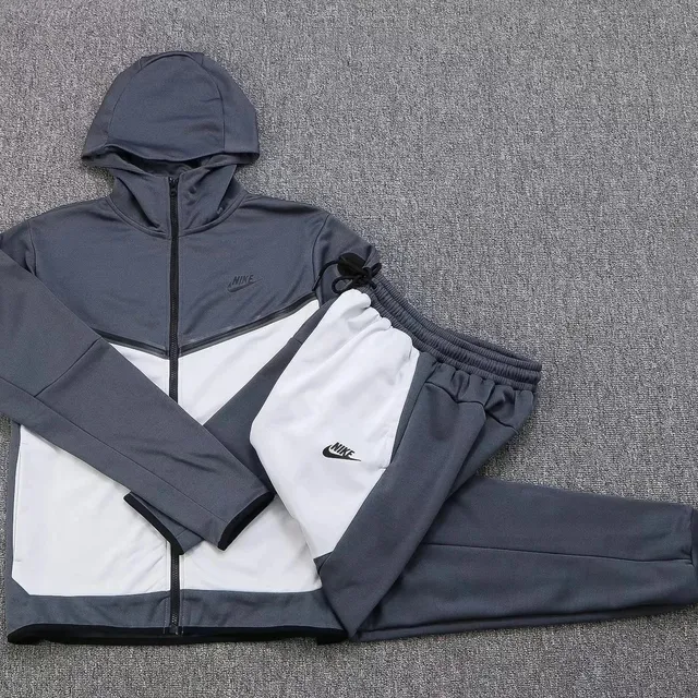 Nike Tech Fleece Hoodie and Joggers Grey/White Colorblock