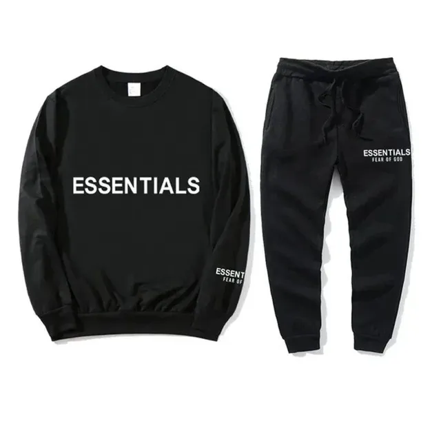 Fear of God Essentials Essentials Crewneck & Joggers Set Black Logo