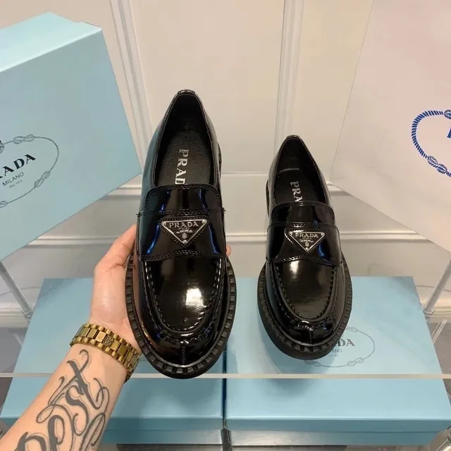 Prada Triangle Logo Loafer Patent Leather