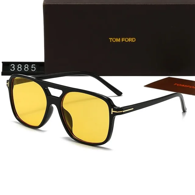 Tom Ford Aviator Sunglasses Black Frame Yellow Lens