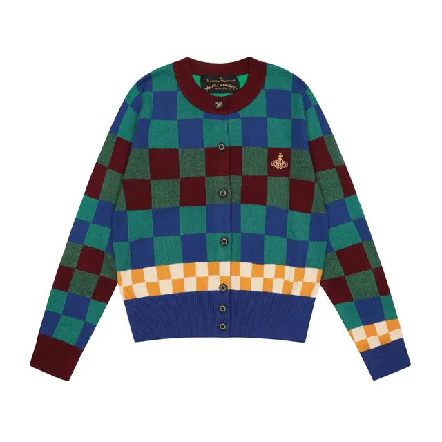 Vivienne Westwood Checkered Cardigan Multi-Color Chessboard