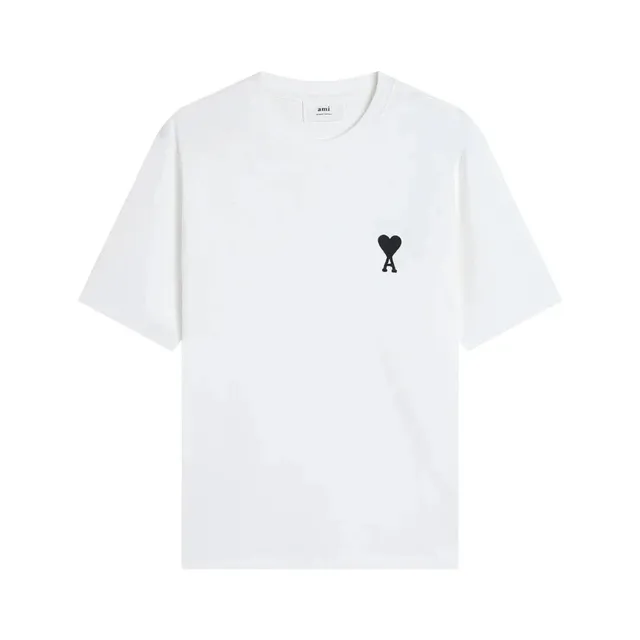 AMI Paris Heart Logo T-Shirt Black Heart Embroidery