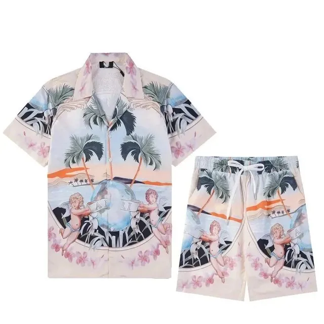 Amiri Campus Set Cherub Palm Print