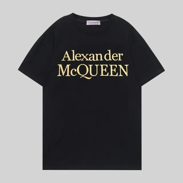 Alexander McQueen Logo T-Shirt Gold Print