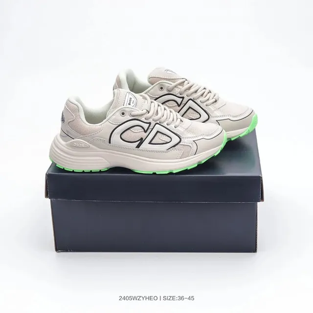 Dior B22 Beige with Neon Green Sole