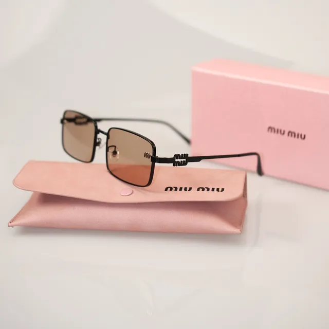 Miu Miu Square Sunglasses Matte Black Frame with Gradient Lenses