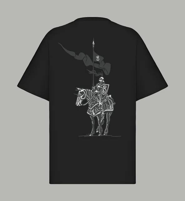 Balenciaga Knight Graphic Tee Black with White Print