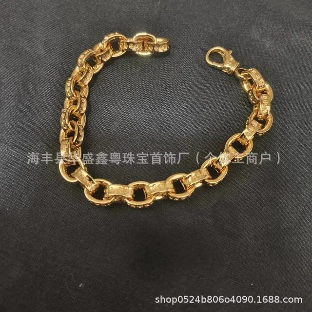 黄金粗款字母手链