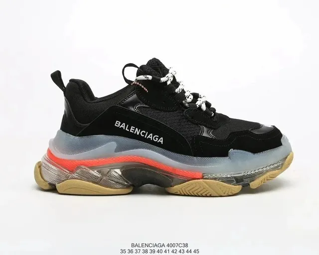 Balenciaga Triple S Black Orange Clear Sole