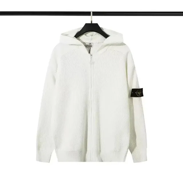 Stone Island Zip-Up Hoodie Ribbed Knit