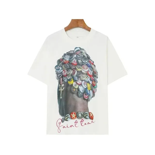 Saint Laurent Graphic T-Shirt Bottle Cap Print