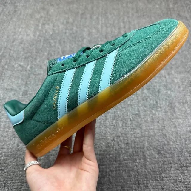 Adidas Gazelle Green with Blue Stripes