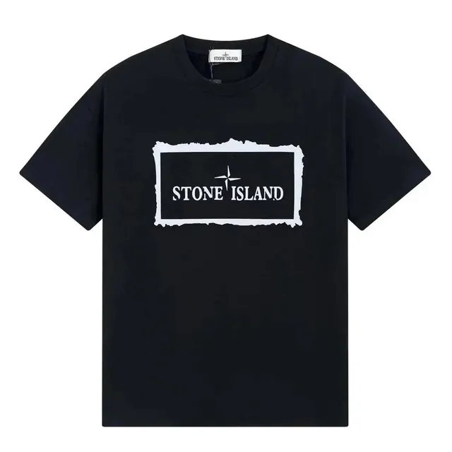 Stone Island Logo T-Shirt Torn Frame Print