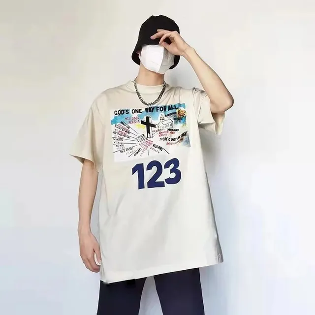 Graphic Tee Religious Print with '123'