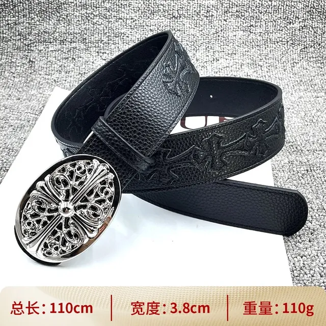 Chrome Hearts Cross Buckle Belt Embossed Leather