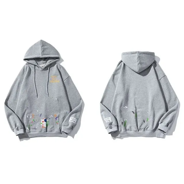 Gallery Dept. Paint Splatter Hoodie Grey with Multi-Color Paint Splatter