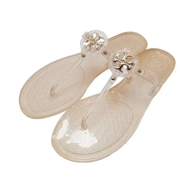 Tory Burch Miller Thong Sandal Clear Jelly with Logo