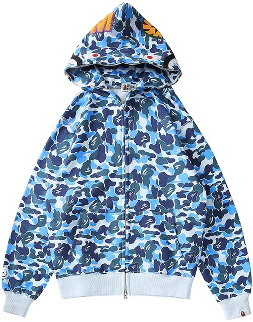BAPE Shark Full Zip Hoodie Blue Camo