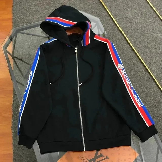 Moncler Zip-Up Hoodie Logo Tape Sleeve