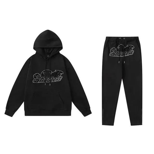 Trapstar Shooters Hoodie and Joggers Set Black with Reflective Logo