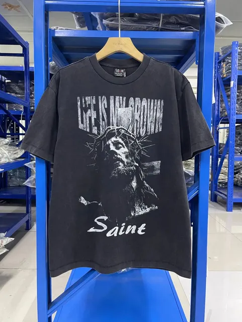 Saint Laurent Graphic T-Shirt Life Is My Crown