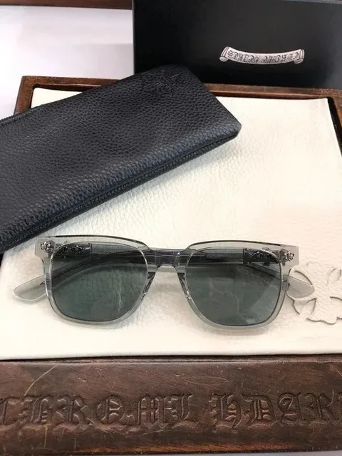 Chrome Hearts Sunglasses Clear Acetate with Cross Accents