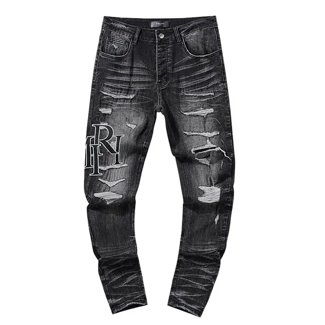 Rhude Distressed Jeans RI Logo Print