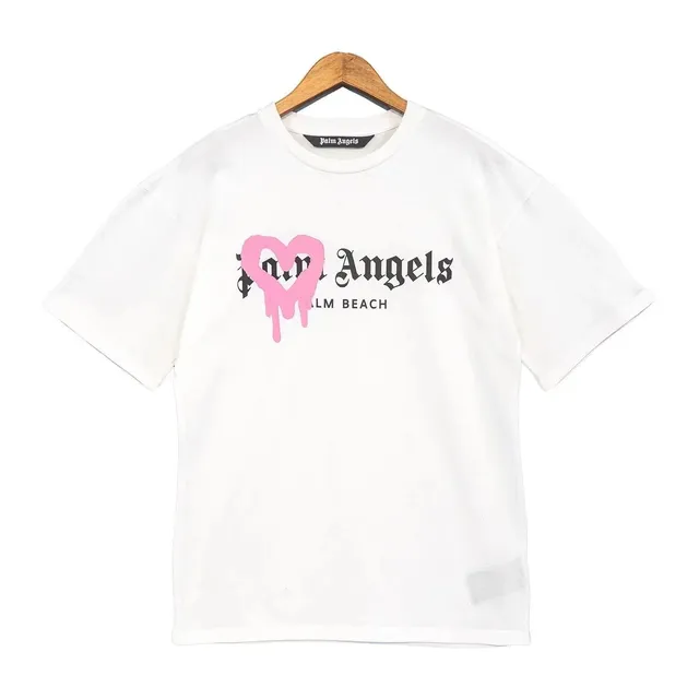 Palm Angels Graphic Tee Pink Heart Drip