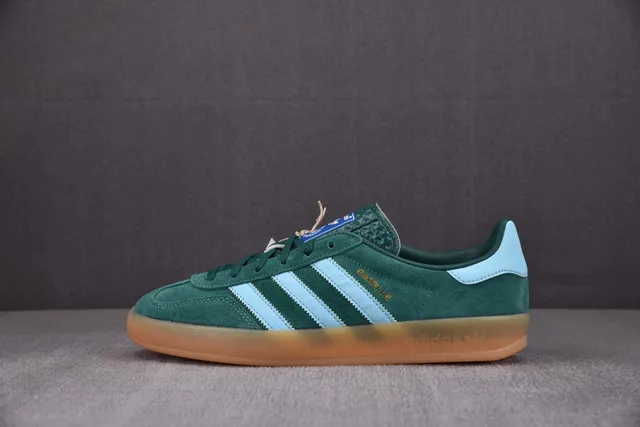 Adidas Gazelle Green with Light Blue Stripes