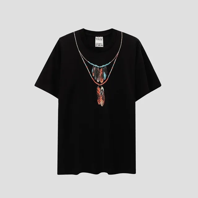 Marcelo Burlon Graphic T-Shirt Feather Necklace Print