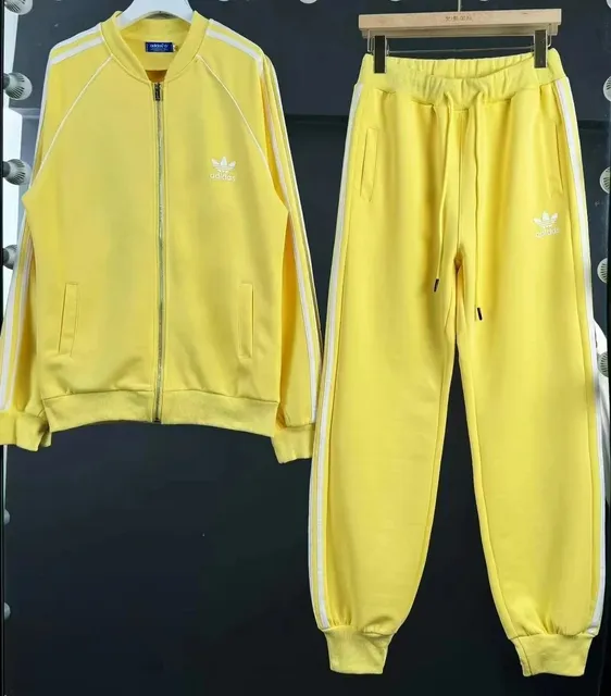 Adidas Track Suit Yellow with White Stripes