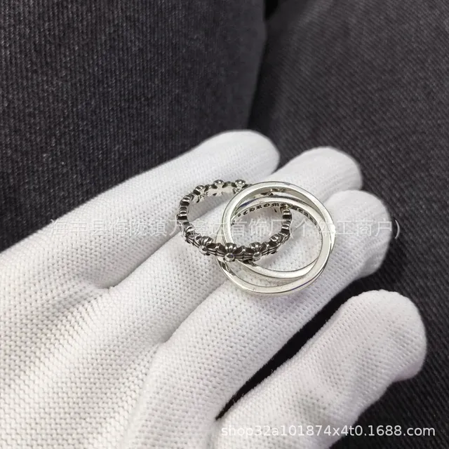 Chrome Hearts Double Ring Set Floral Beaded