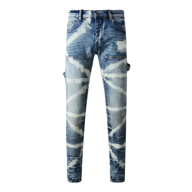 Distressed Utility Jeans Tie-Dye Wash
