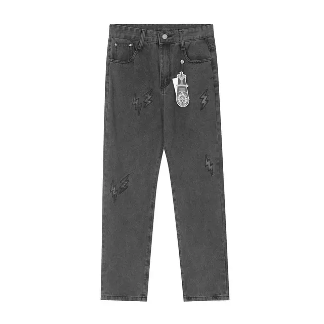 Chrome Hearts Jeans Lightning Bolt Embroidery