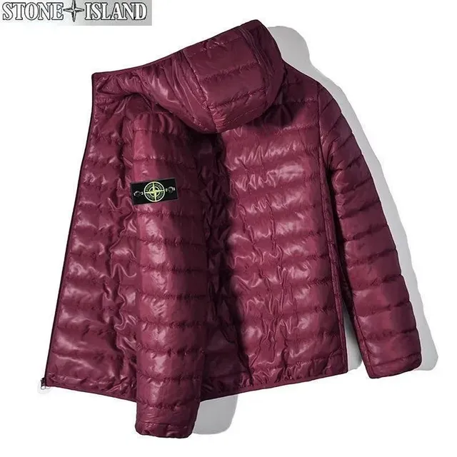 Stone Island Quilted Hooded Jacket Glossy Finish