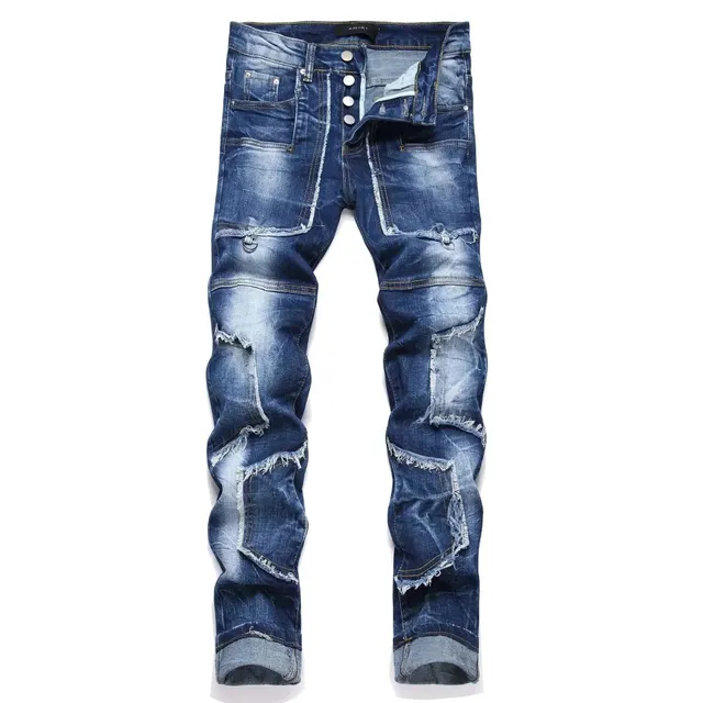 Amiri Distressed Denim Jeans Ripped Patchwork