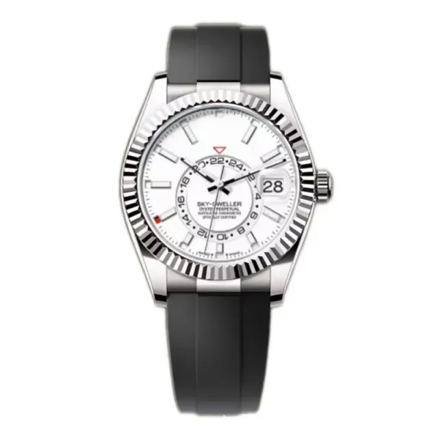 Rolex Sky-Dweller White Dial with Black Rubber Strap
