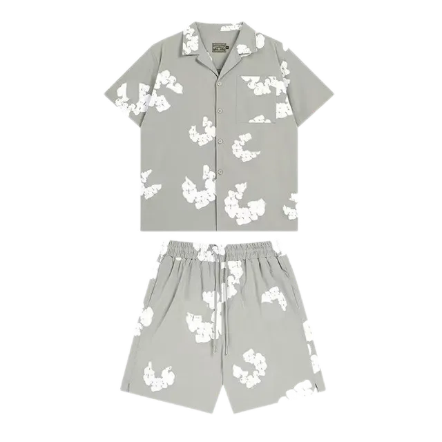Denim Tears Camp Collar Shirt and Shorts Set Floral Print