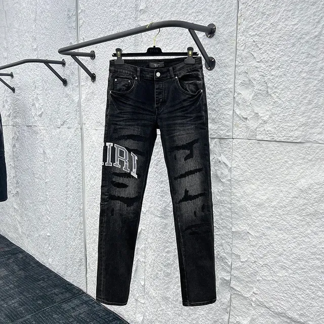Amiri Distressed Logo Jeans Black Wash