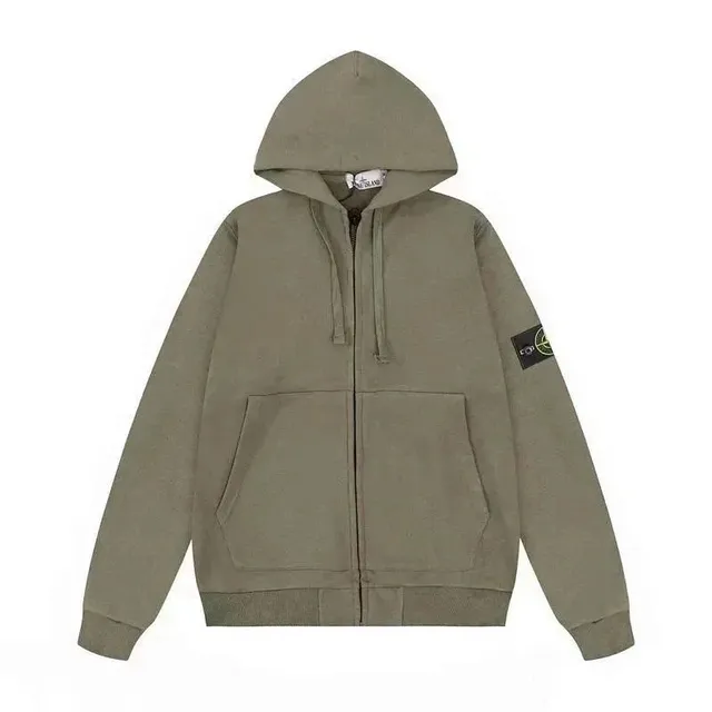 Stone Island Zip-Up Hoodie Olive Green