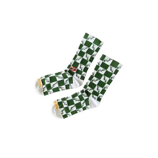 BAPE Checkered Socks Crocodile Print