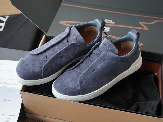 Zegna Triple Stitch Suede Slip-On