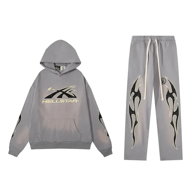 Hellstar Hoodie and Joggers Set Flame Print