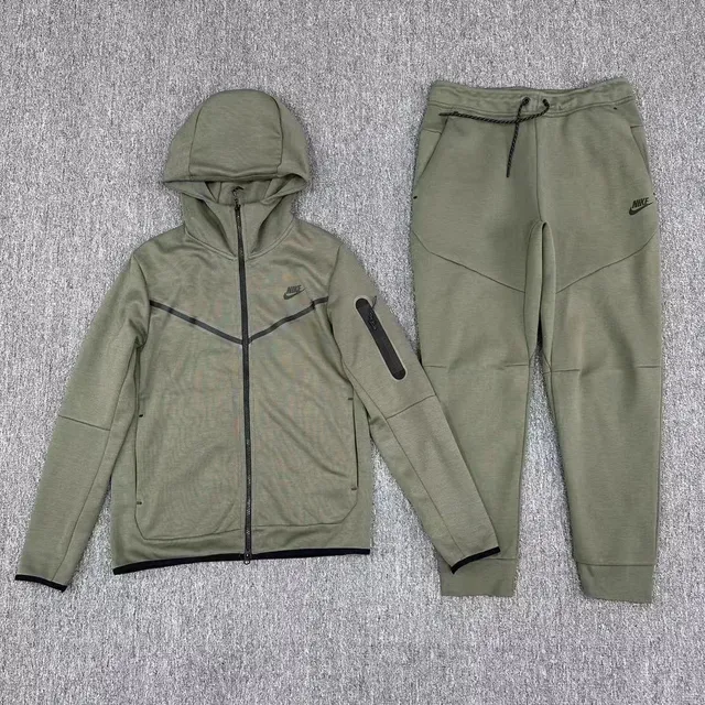 Nike Tech Fleece Hoodie and Joggers Olive Green